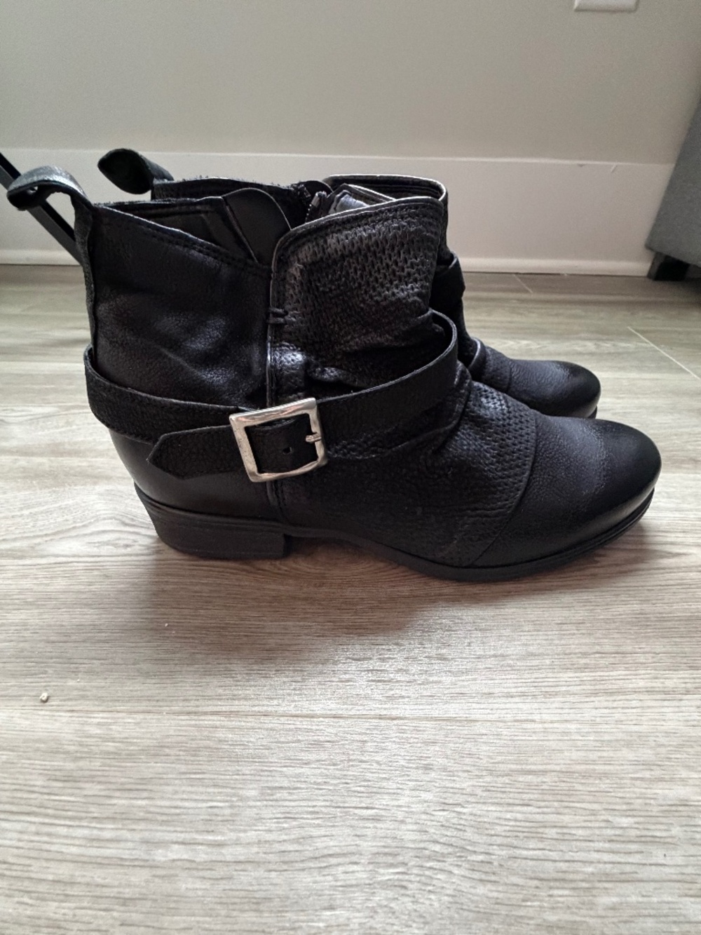 Miz Mooz Leather Ankle Boots with Buckle - SUZY | Black | EU38/US7.5-8